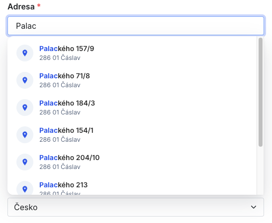 Našeptávání adres Mapy.com / Google places