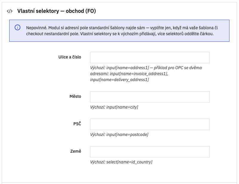 Vlastní identifikátory do šablony