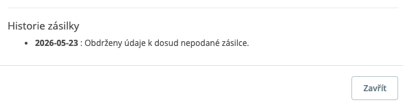 Historie zásilky v detailu objednávky