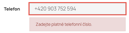 Chybné telefonní číslo v adrese